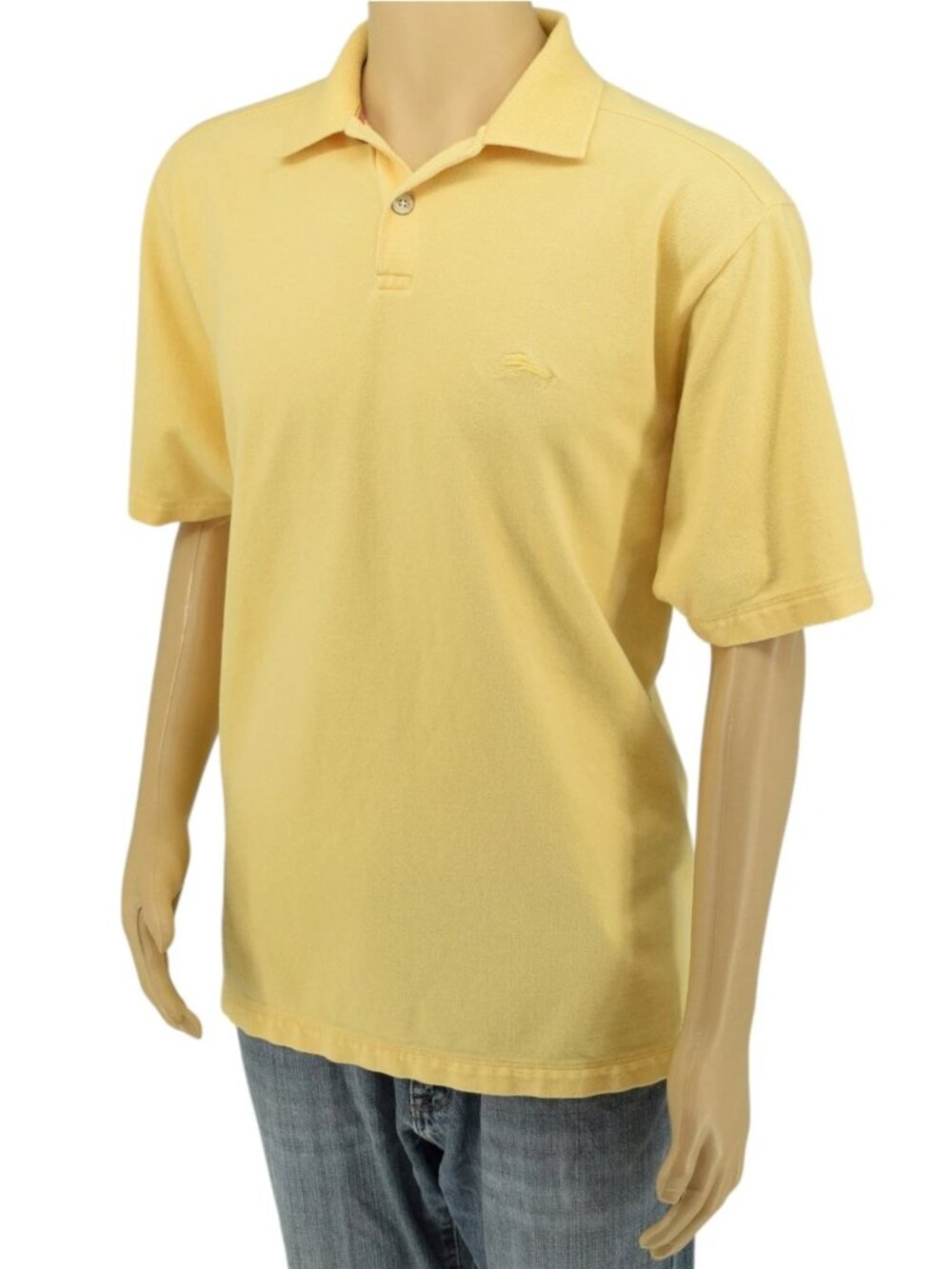 Tommy Bahama Relax Yellow Polo Shirt Mens Medium Marlin Logo Cotton
